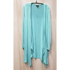 J Jill Wearever Collection Long Cardigan Sweater Sz XL Lt Blue, Asymmetrical Hem
